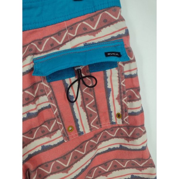 RVCA Vintage Slub Non-Stretch Balance Of Opposites Geometric Board Shorts Men 32 - Picture 4 of 6
